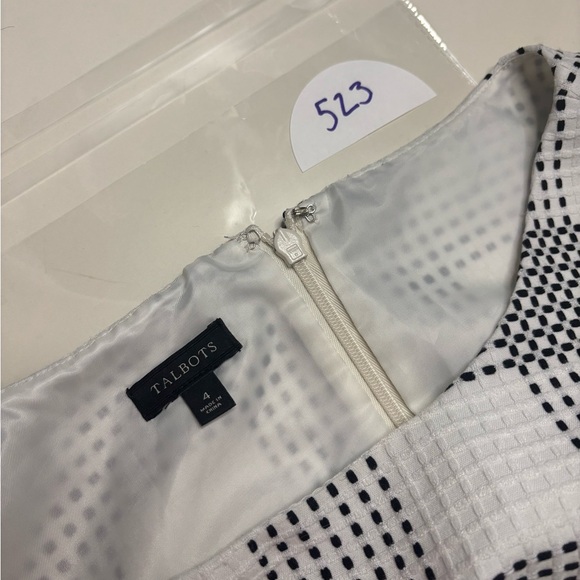 Talbots Black White Check A-line Shift Dress Size 4 Knee Length Sleeveless - Picture 7 of 8